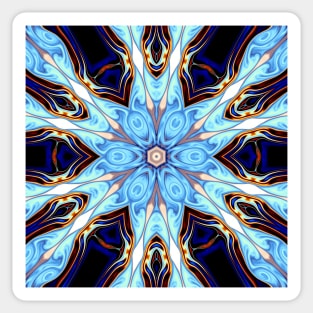 Psychedelic Mandala Flower Blue Orange and White Sticker